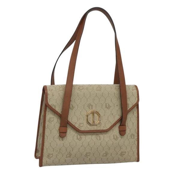 DIOR Honeycomb Canvas Shoulder Bag Beige Gold - Picture 1 of 12